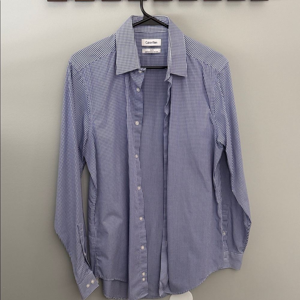 Calvin Klein Men's Purple Gingham Shirt Non Iron